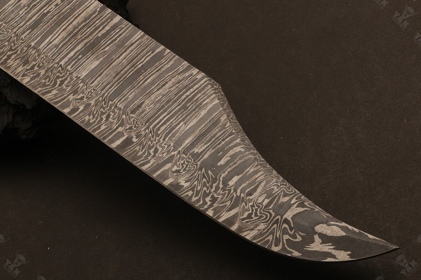 Heritage Forge 16 Inch Damascus Steel Bowie Knife with Wood Handle for Camping and Hunting