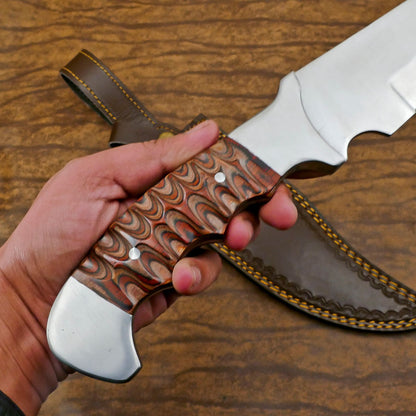 Outdoor Master D2 Bowie Knife | 14-Inch Full Tang with Pakka Wood Handle