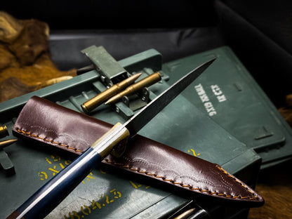Handmade Damascus Steel Kitchen Chef Knife – Epoxy Resin Handle with Leather Sheath