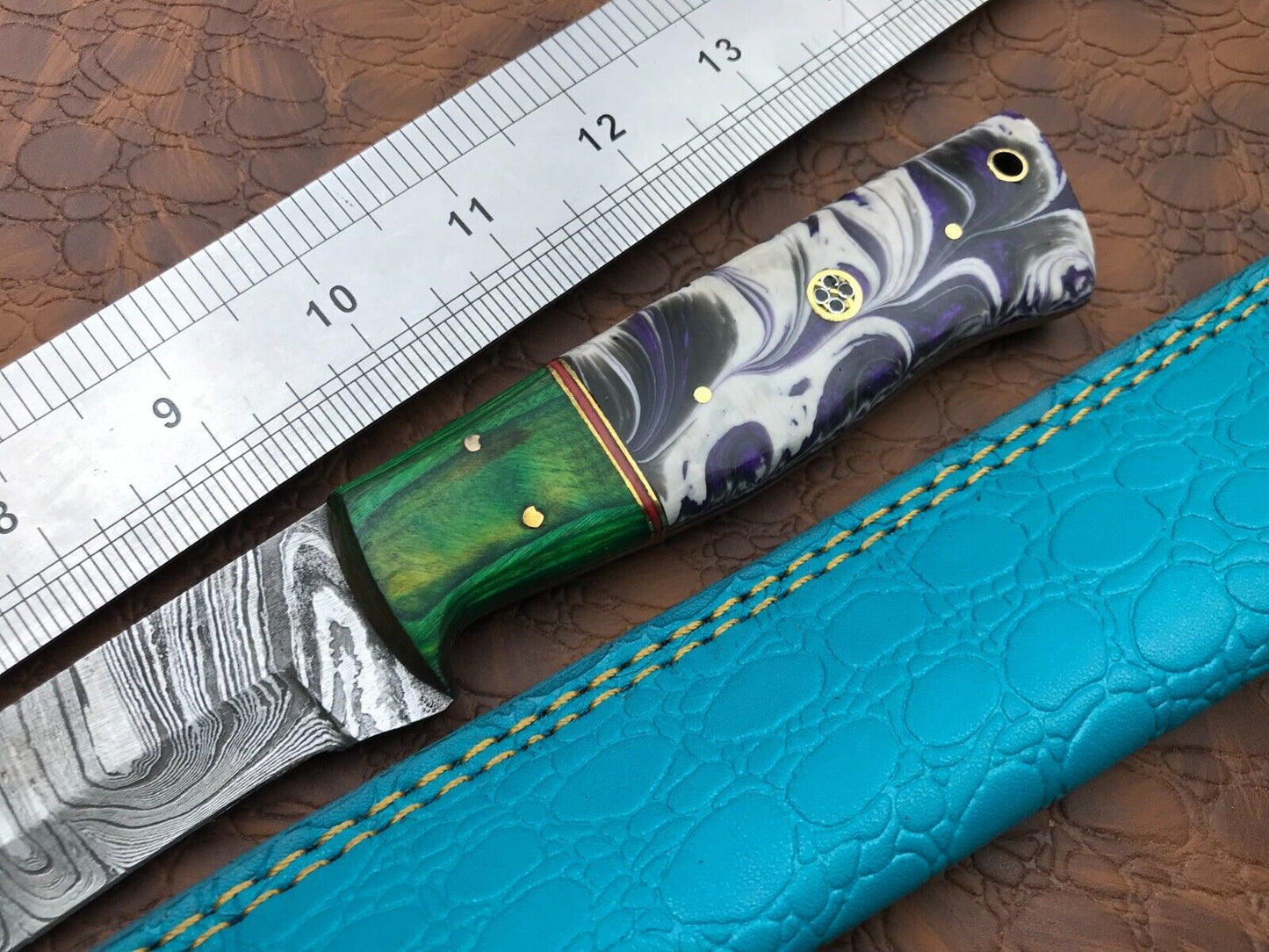 Hand Forged Damascus Fillet Knife 14" Fillet Knife with Sheath for Hunting