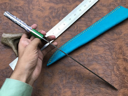 Hand Forged Damascus Fillet Knife 14" Fillet Knife with Sheath for Hunting