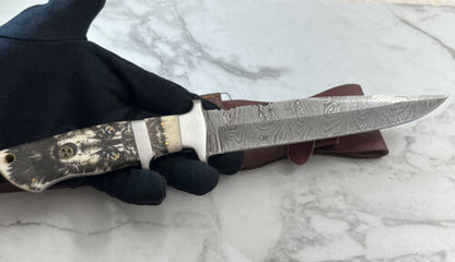 Heritage Forge 13 Inch Handmade Damascus Steel Bowie Hunting Knife with bone Handle