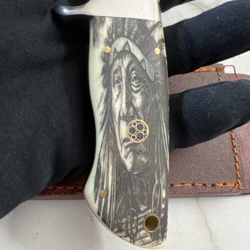 Heritage Forge 13 Inch Handmade Damascus Steel Bowie Hunting Knife with bone Handle