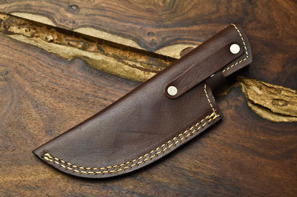 Rare Handmade Damascus Tracker Knife – Full Tang Camping, Hunting & Survival Knife with Leather Sheath