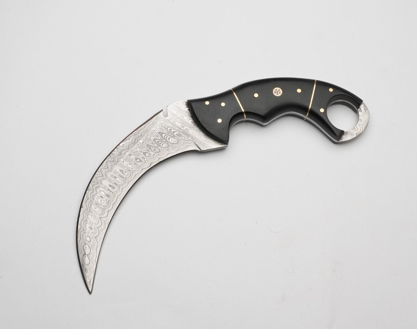 10" Damascus Karambit Knife Curved Blade Karambit Damascus Steel Knife with Sheath