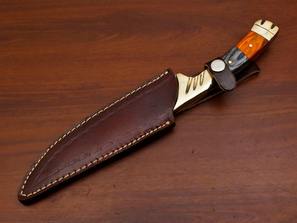 12 Inch Handmade Damascus Steel Bowie Knife with Pakka Wood Handle