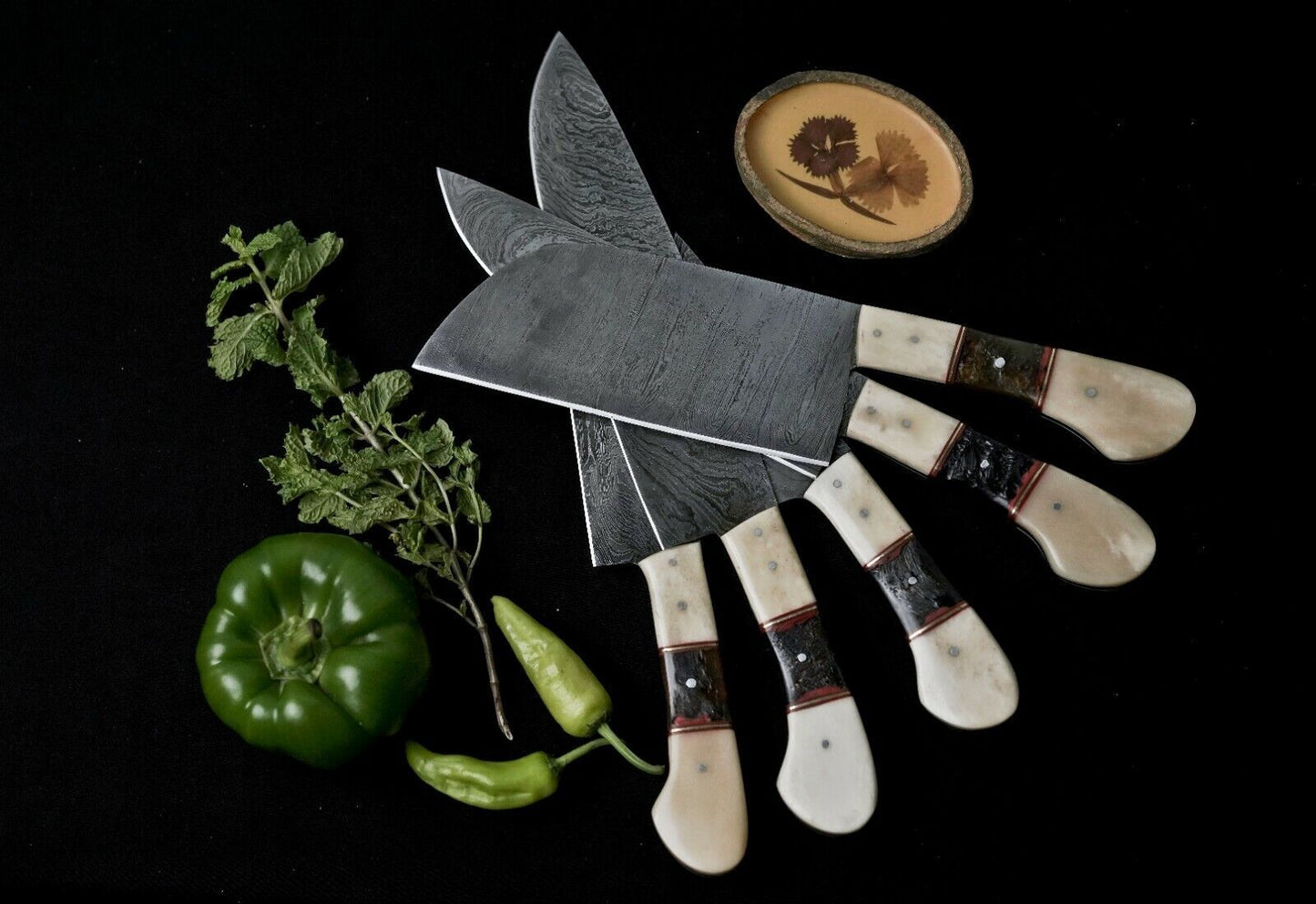Custom Handmade Damascus Full Tang Hunting Knife with Leather Sheath