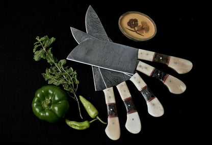 Custom Handmade Damascus Full Tang Hunting Knife with Leather Sheath