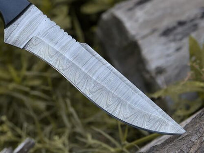 Heritage Forge Handmade Damascus Steel Bowie Knife with Micarta Handle and Sheath