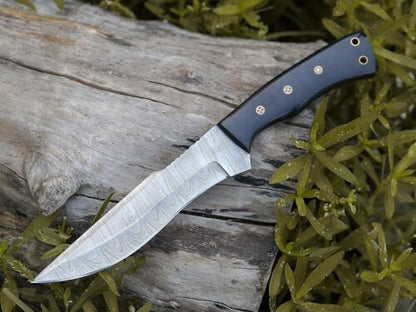 Heritage Forge Handmade Damascus Steel Bowie Knife with Micarta Handle and Sheath