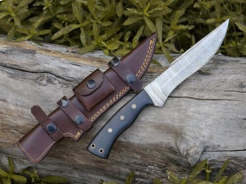 Heritage Forge Handmade Damascus Steel Bowie Knife with Micarta Handle and Sheath