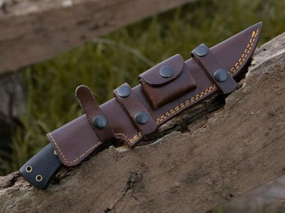Heritage Forge Handmade Damascus Steel Bowie Knife with Micarta Handle and Sheath