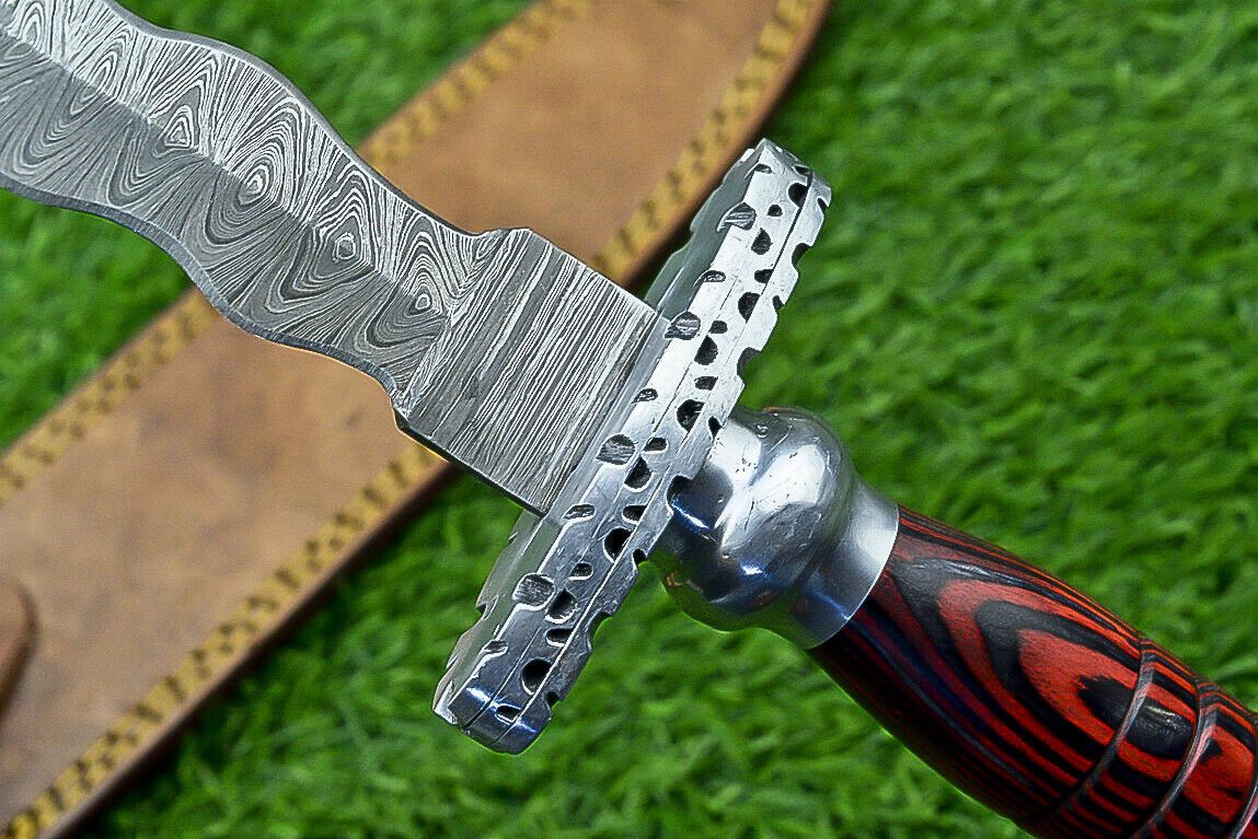 15” Kris Blade Damascus Bowie Knife – Pakka Wood Handle