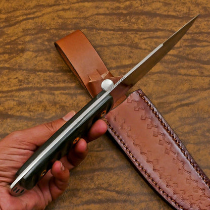 Handmade 12-Inch D2 Steel Full Tang Bowie Hunting Knife with Pakka Wood Handle