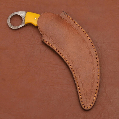 Custom Handmade Damascus Karambit  Damascus Steel Karambit Knife with Wood & Resin Handle