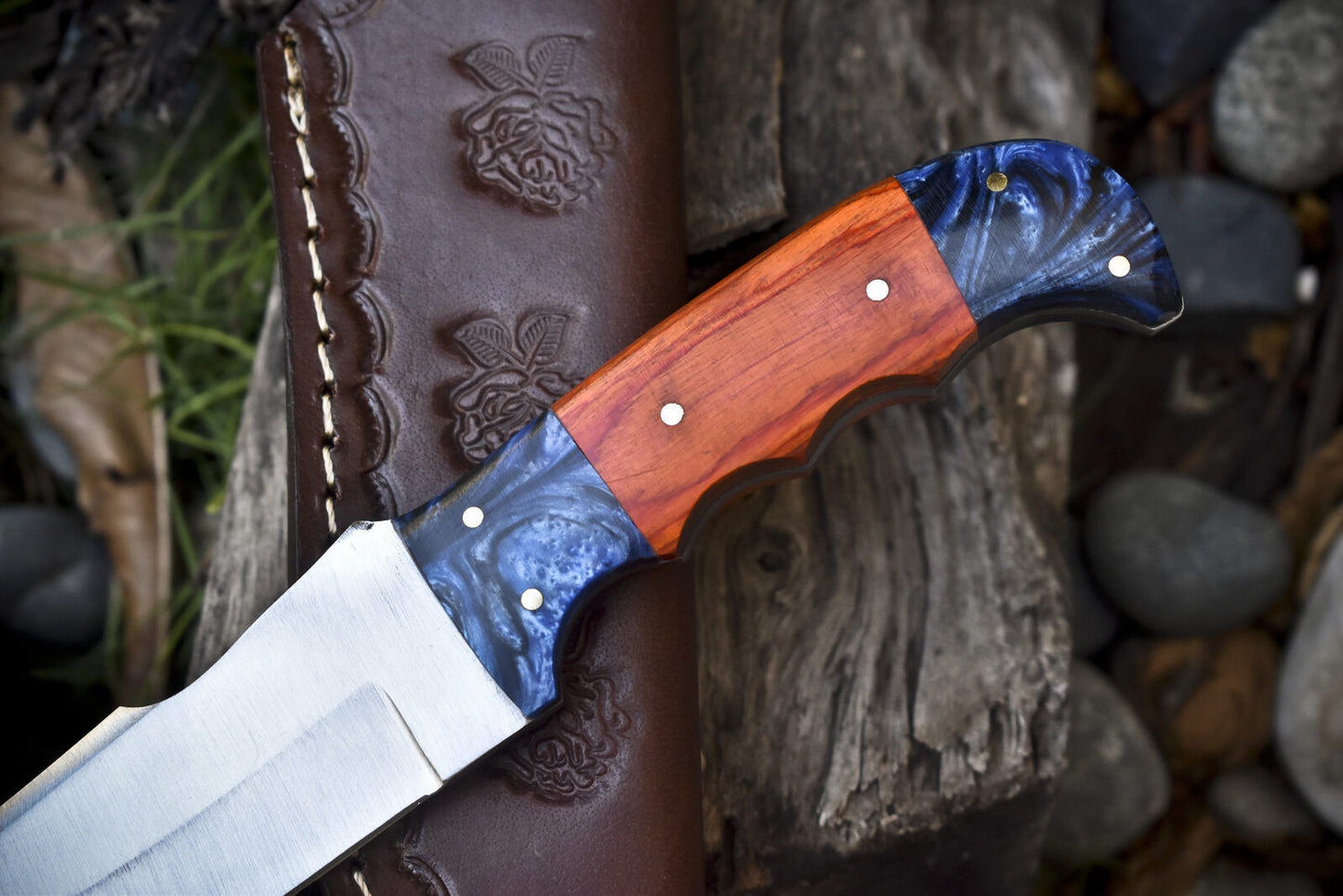 9" Hand Forged Skinner Knife – 440C Steel Blade, Hardwood Handle with Micarta Bolster, Hunting & Outdoor Knife