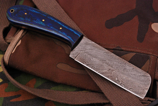 Handmade 8" Best Damascus Steel Bull Cutter Knife Custom Cowboy Bull Knife with Wood Handle