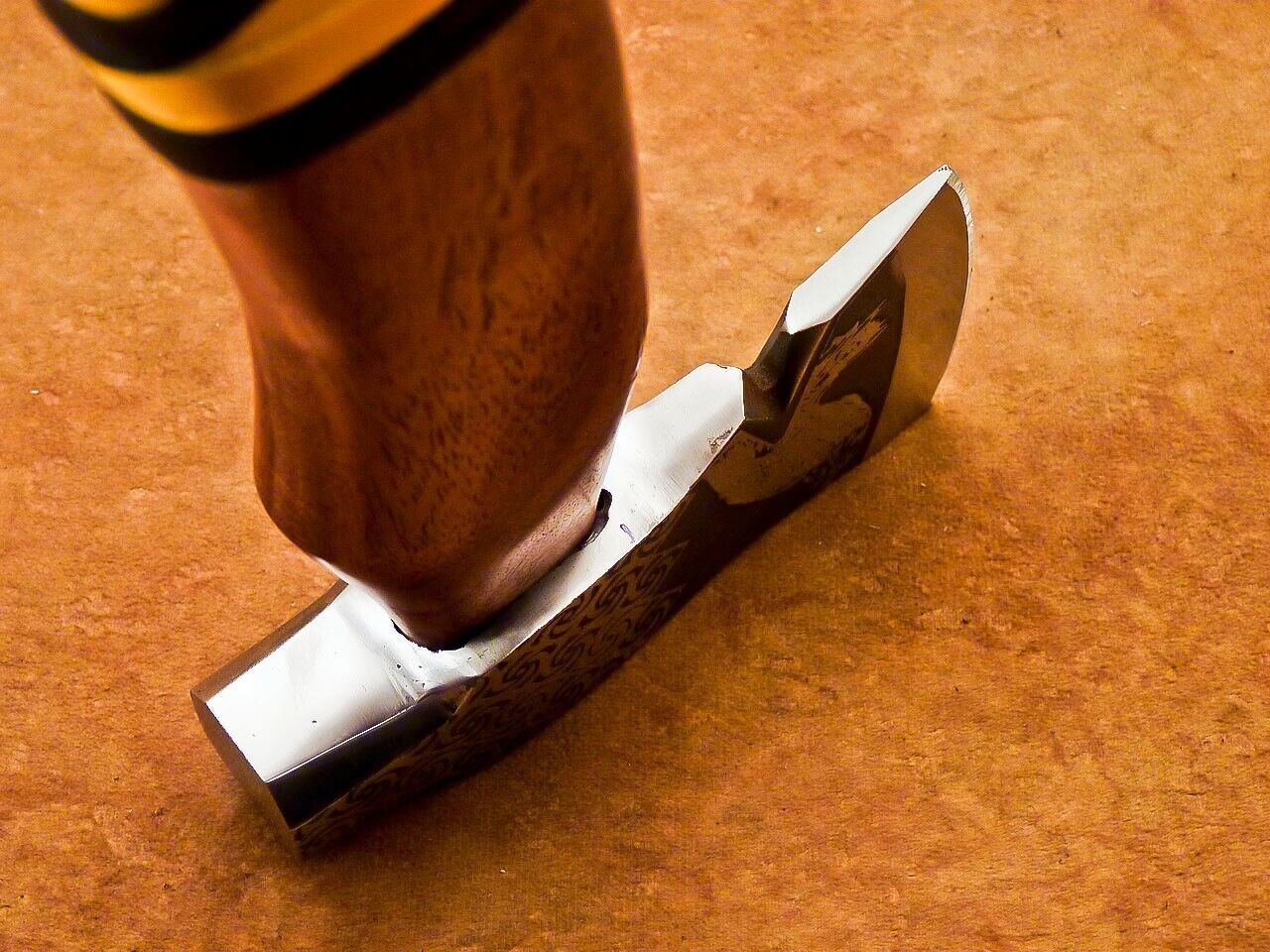 Hand Forged Carbon Steel Viking Bearded Axe 15" Hatchet Tomahawk with Wood Handle and Leather Sheath
