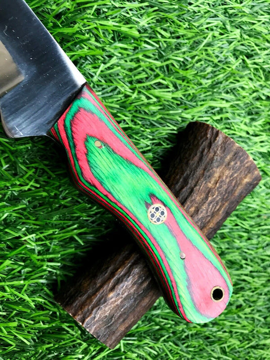 9" Handmade Stainless Steel Hunting Skinner Knife with wood handle and Leather Sheath