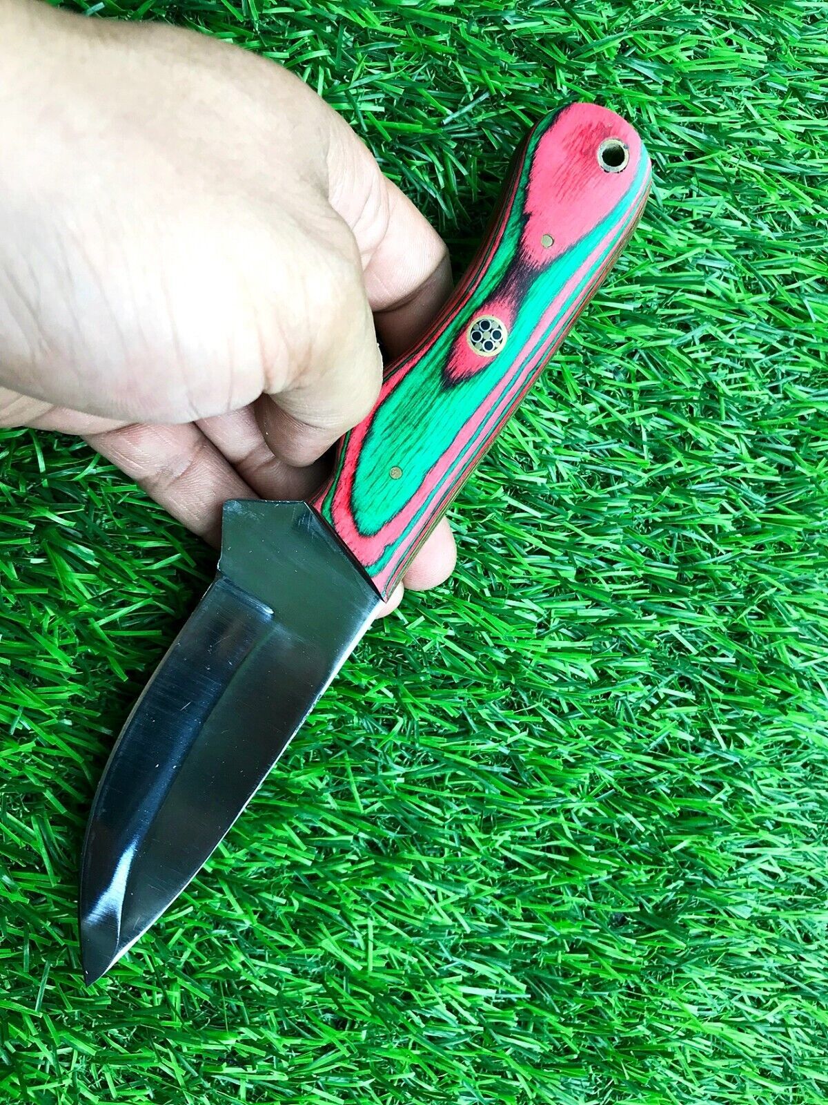 9" Handmade Stainless Steel Hunting Skinner Knife with wood handle and Leather Sheath