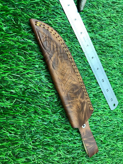 9" Handmade Stainless Steel Hunting Skinner Knife with wood handle and Leather Sheath