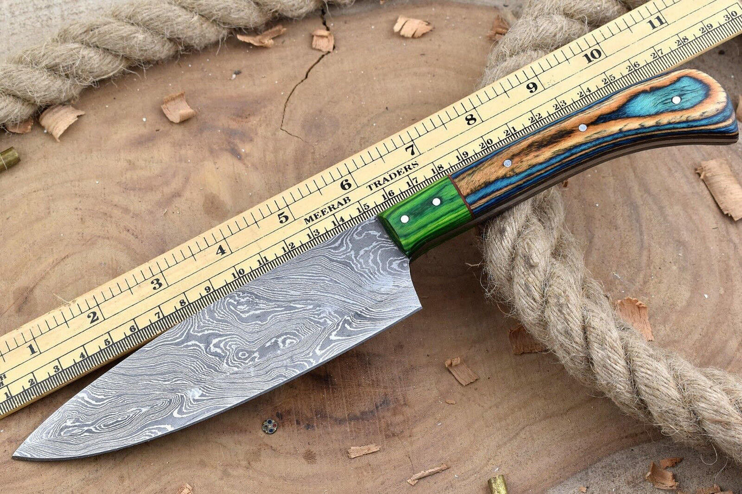 Handmade Forged Damascus Steel Kitchen Chef Knife with Multi Dollar Sheet Handle