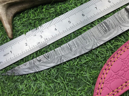 14" Premium Damascus Fillet Knife Damascus Steel Knife W/Sheath