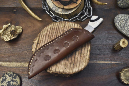 Twist Damascus Skinner Knife Corain Handle Micarta Bolster Custom Outdoor Blade