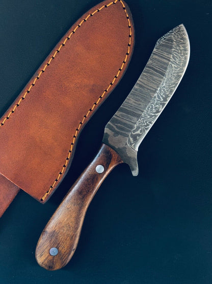 12" Best Damascus Steel Bull Cutter Knife Custom Bull Cutter Knife With Wood Handle