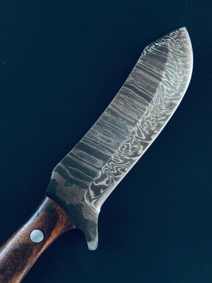 12" Best Damascus Steel Bull Cutter Knife Custom Bull Cutter Knife With Wood Handle