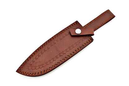 Heritage Forge Custom Damascus Hunting Knife with Stag Horn Handle and Brass Bolster