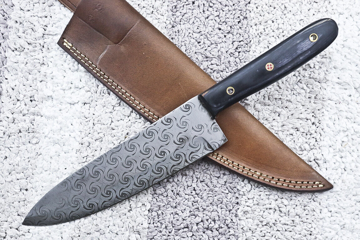Custom Handmade Hunter D2 Tool Steel Chef Knife with Hardwood Handle