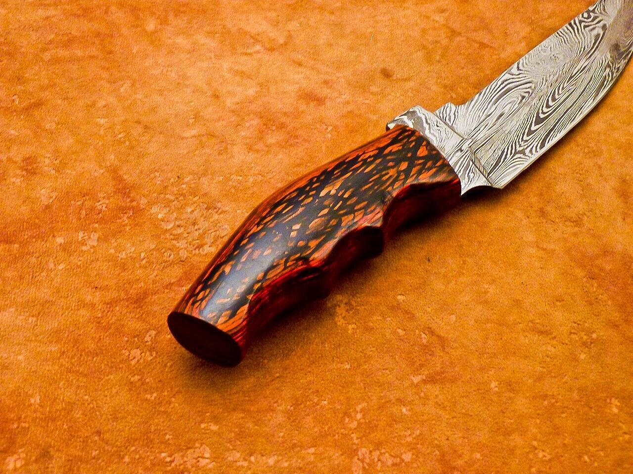 9” Handmade Damascus Bowie Knife – Hardwood Handle, Full Tang