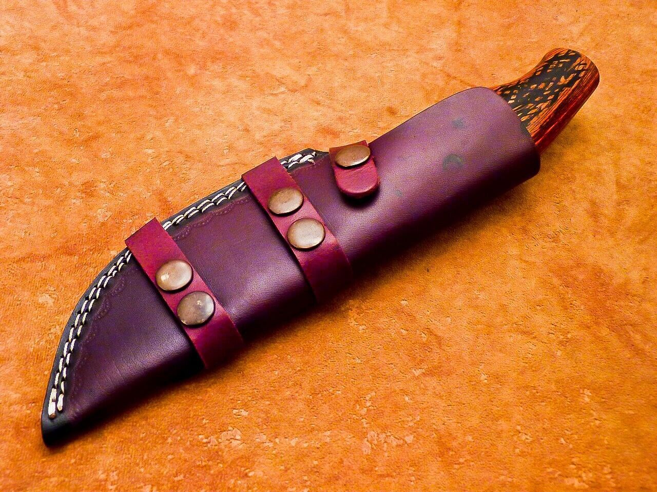 9” Handmade Damascus Bowie Knife – Hardwood Handle, Full Tang