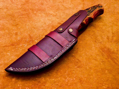 9” Handmade Damascus Bowie Knife – Hardwood Handle, Full Tang