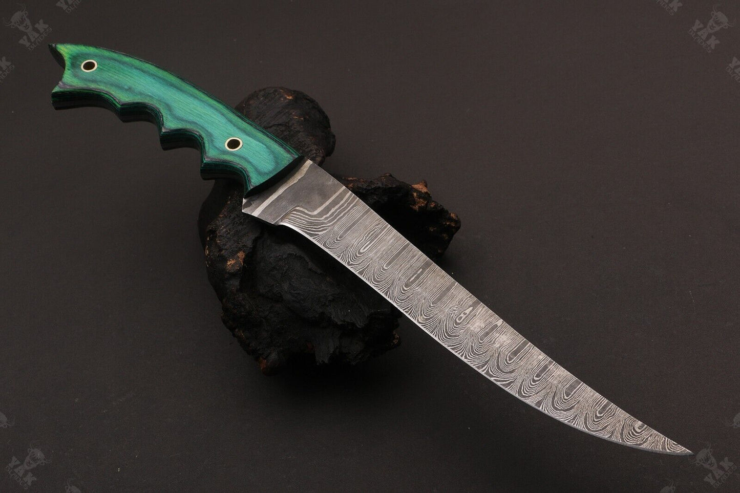 12.5" Custom Handmade Damascus Fillet Knife Damascus Steel Fillet Knife With Sheath