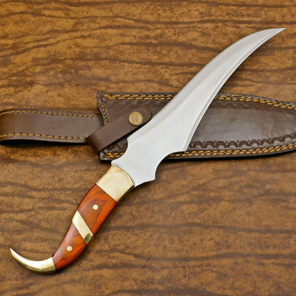Handmade 12 Inch D2 Steel Full Tang Bowie Hunting Knife – Pakka Wood Handle