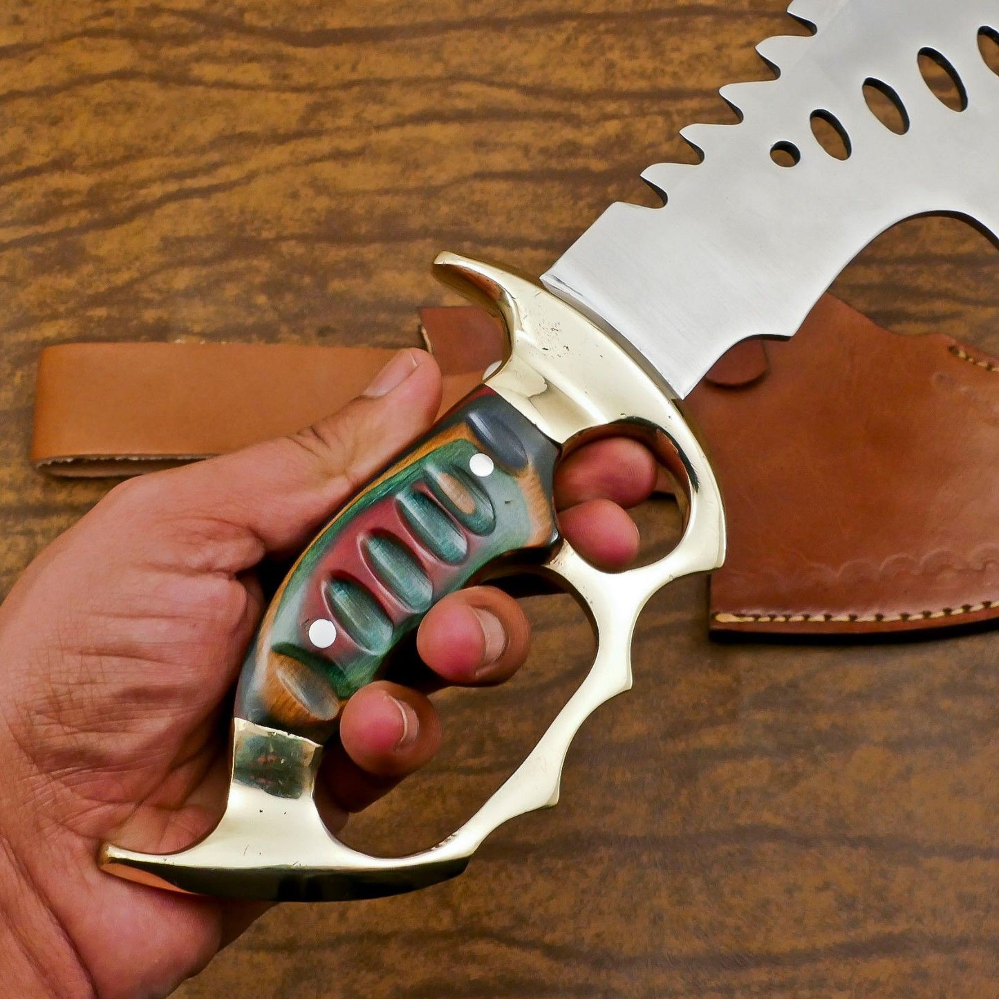 Handmade 12-Inch D2 Steel Full Tang Bowie Hunting Knife – Premium Pakka Wood Handle
