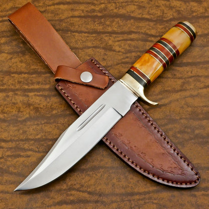 Custom Handmade 12 Inch D2 Steel Hunting Bowie Camping Knife – Full Tang Survival Blade