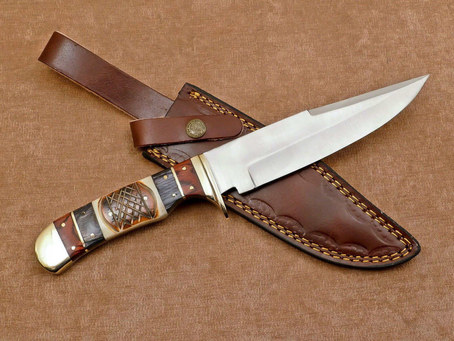 Handmade D2 Clip Point Blade Full Tang Bowie Hunting Knife – 12"