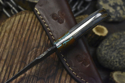 Handmade Twist Damascus Skinner Knife Hardwood Micarta Bolster EDC Blade