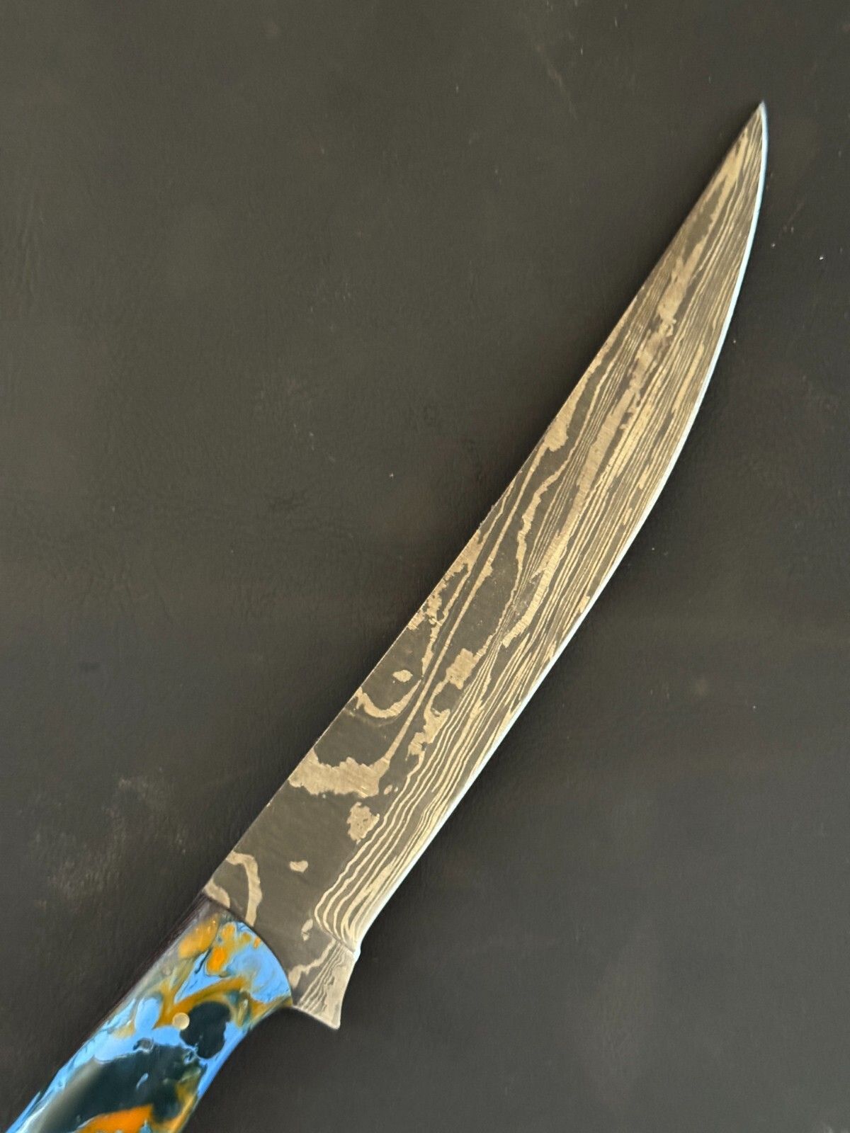 12.5" Hand Forged Kitchen Knife Damascus Fillet Knife & Custom Fillet Knife With Resin