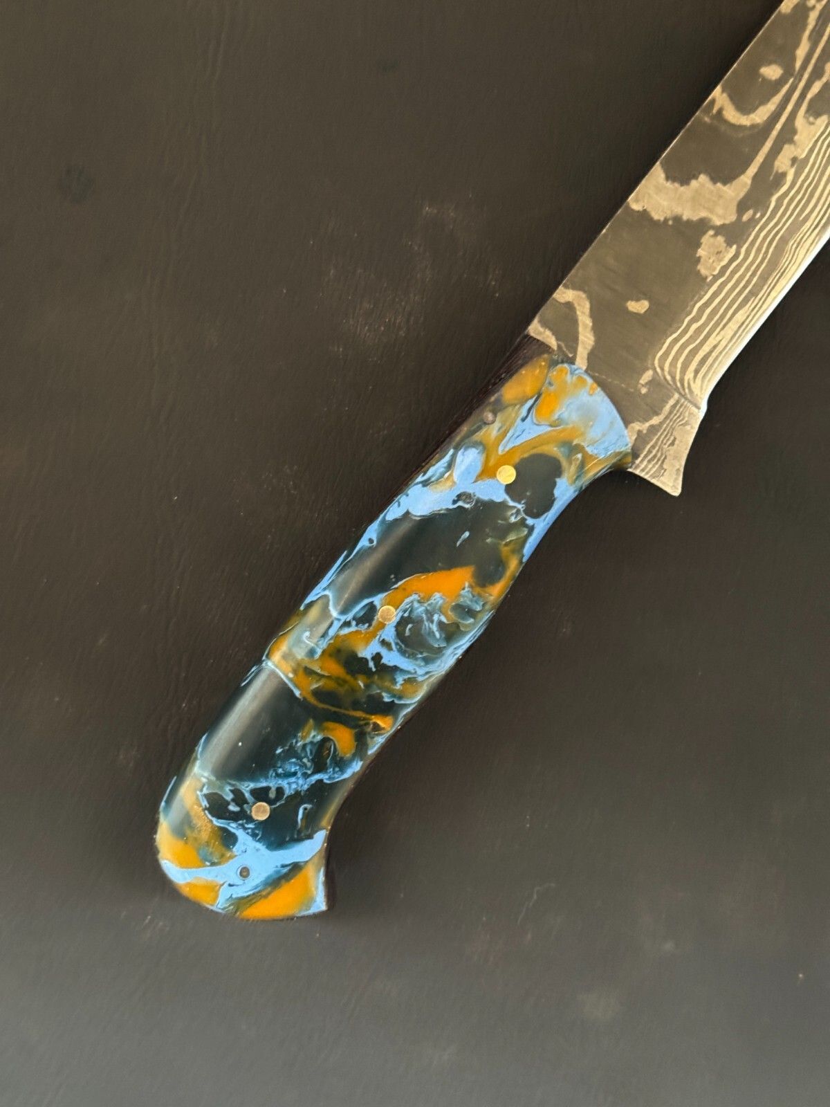 12.5" Hand Forged Kitchen Knife Damascus Fillet Knife & Custom Fillet Knife With Resin