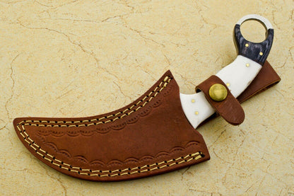 9" Handmade Damascus Karambit Full Tang Karambit Damascus Steel Knife With Wood and Resin Handle