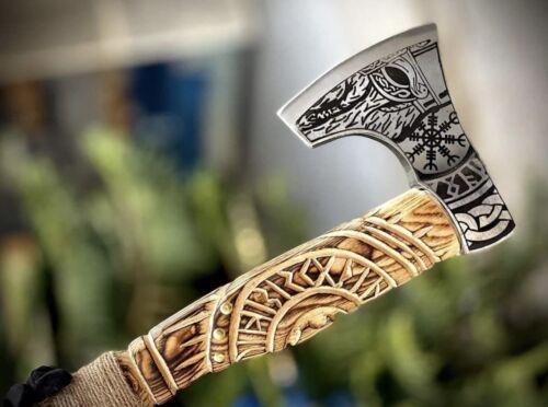 Custom Handmade Carbon Steel Tomahawk Axe – Throwing Viking Hunting Hatchet
