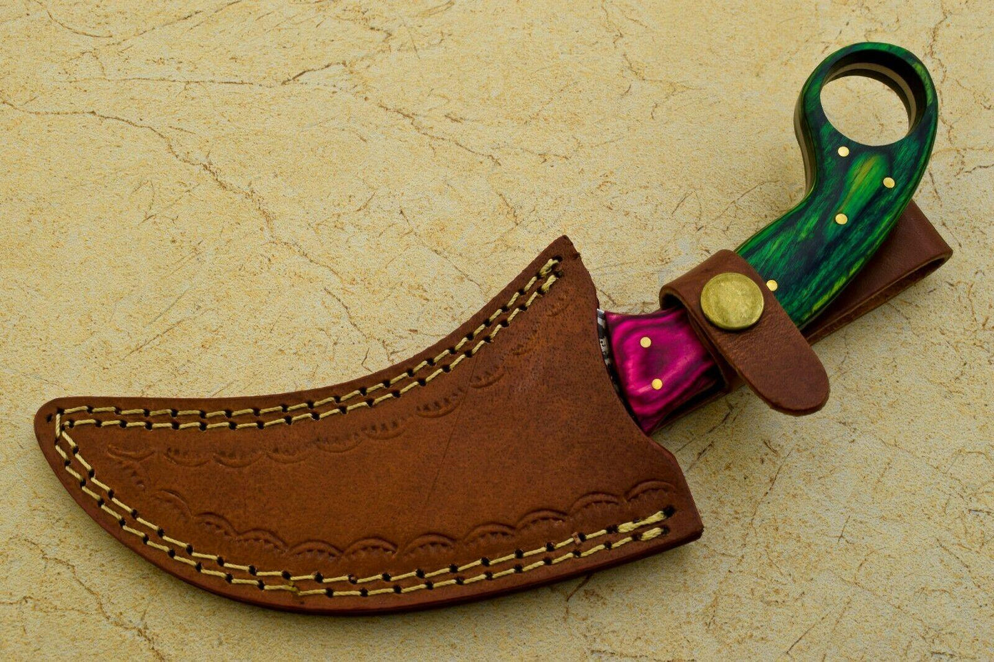 Custom Damascus Karambit 9" Full Tang Karambit Damascus Steel Knife With Wood Handle