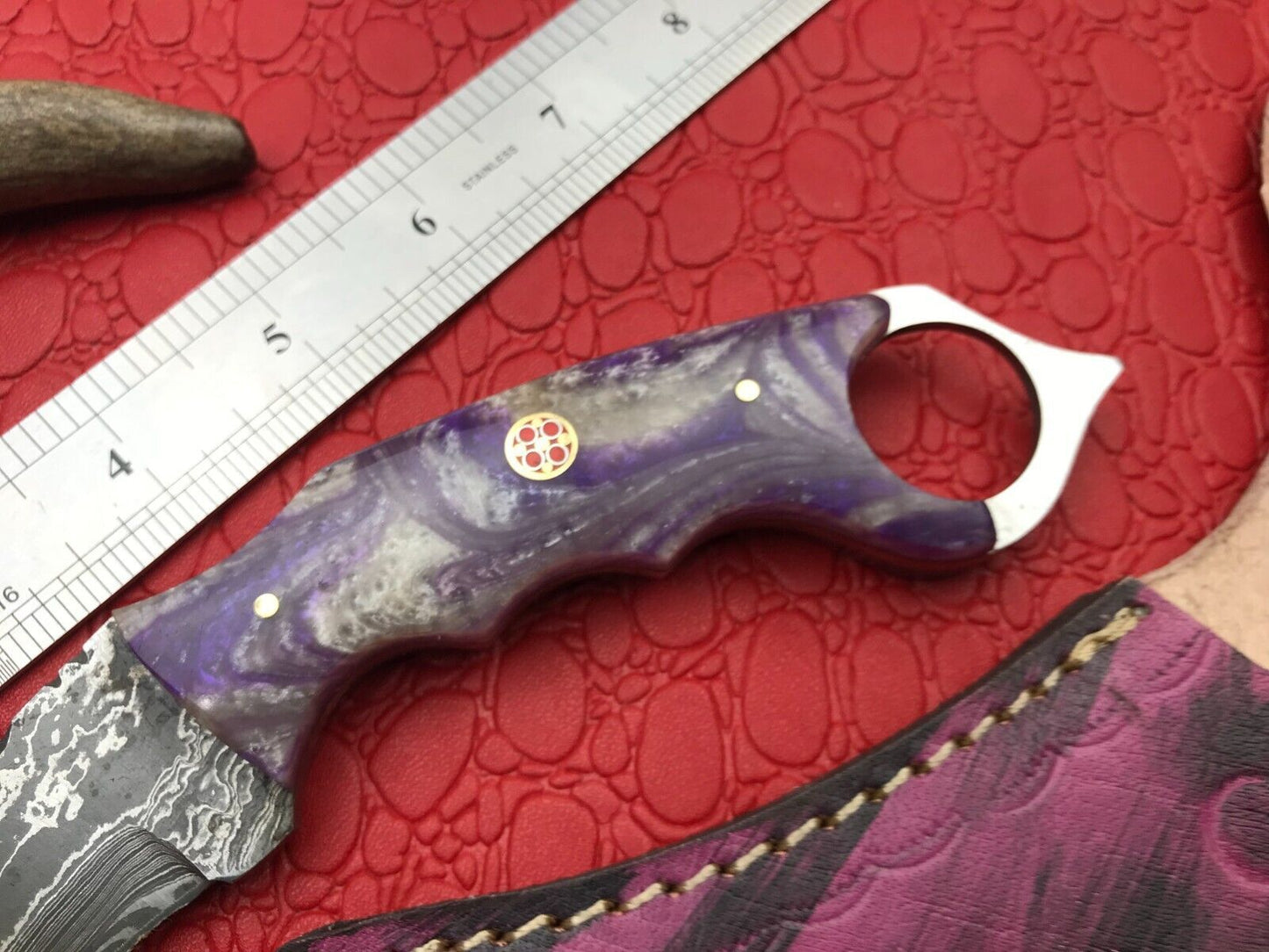 8" Handmade Damascus Karambit Best Damascus Steel Karambit Knife with Resin Handle