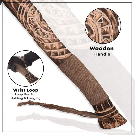 Custom Handmade Viking Axe Carbon Steel Bearded Hatchet with Rosewood Handle and Leather Sheath
