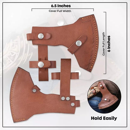 Custom Handmade Viking Axe Carbon Steel Bearded Hatchet with Rosewood Handle and Leather Sheath