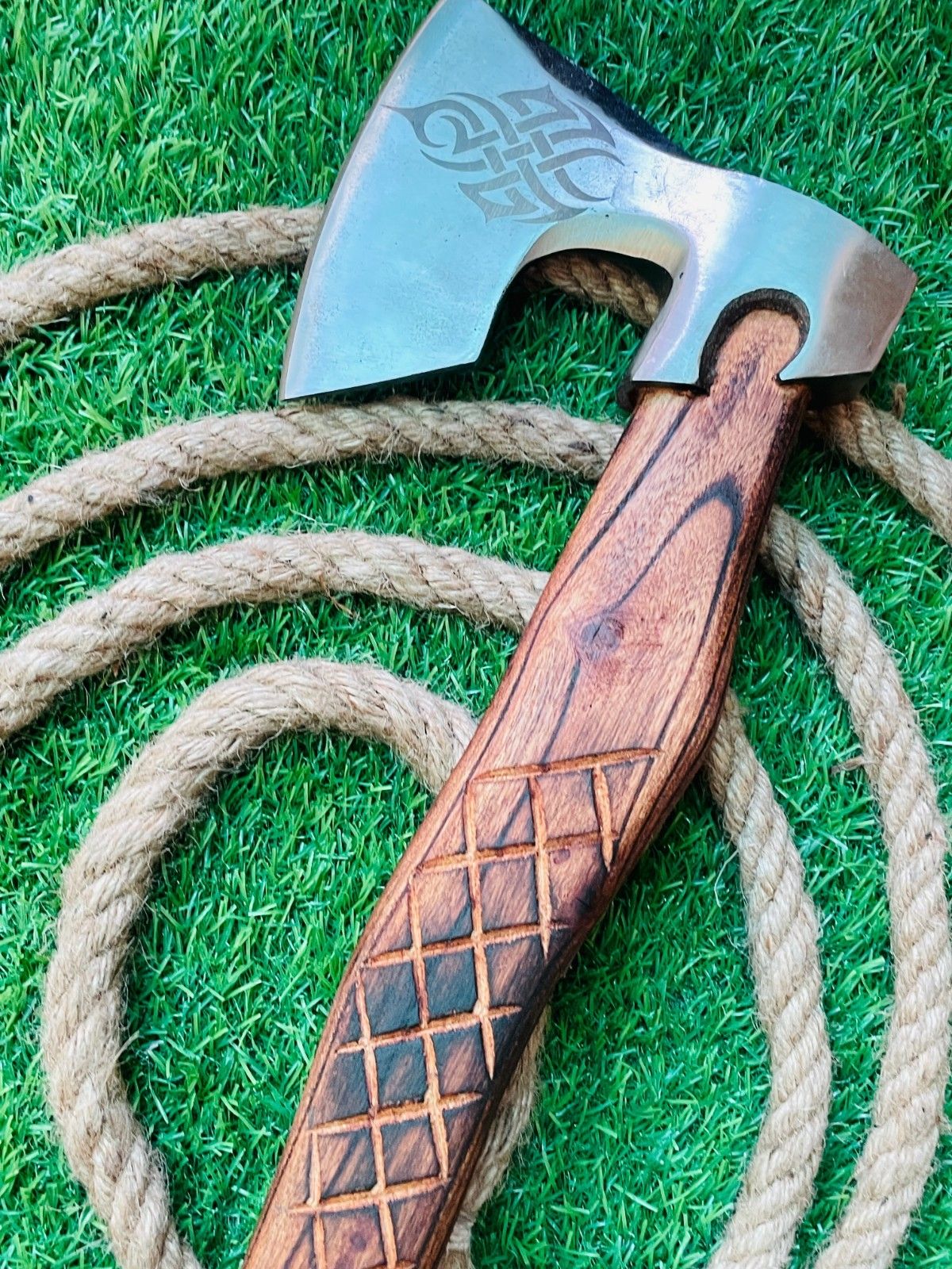 Handmade Carbon Steel Viking Tomahawk Axe with Wooden Handle 24 Inch